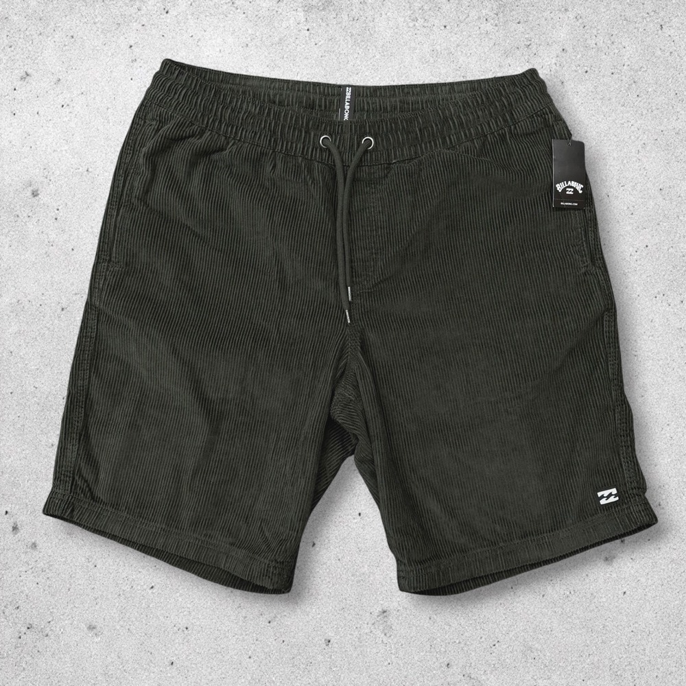 Billabong Mike EW Short 20 Mens Large Green Corduroy Drawstring Shorts